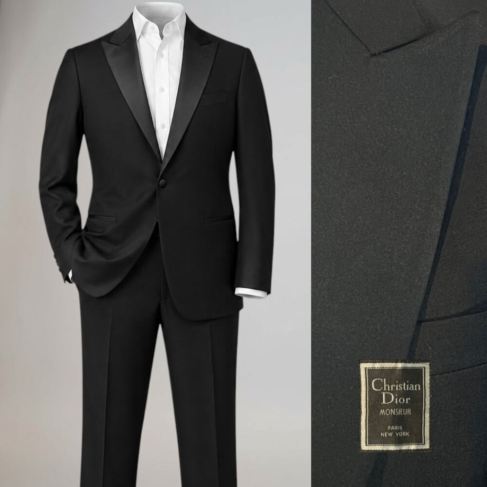 Christian Dior Monsieur Tuxedo Suit 40-42R 38x32.5 Black Single Button